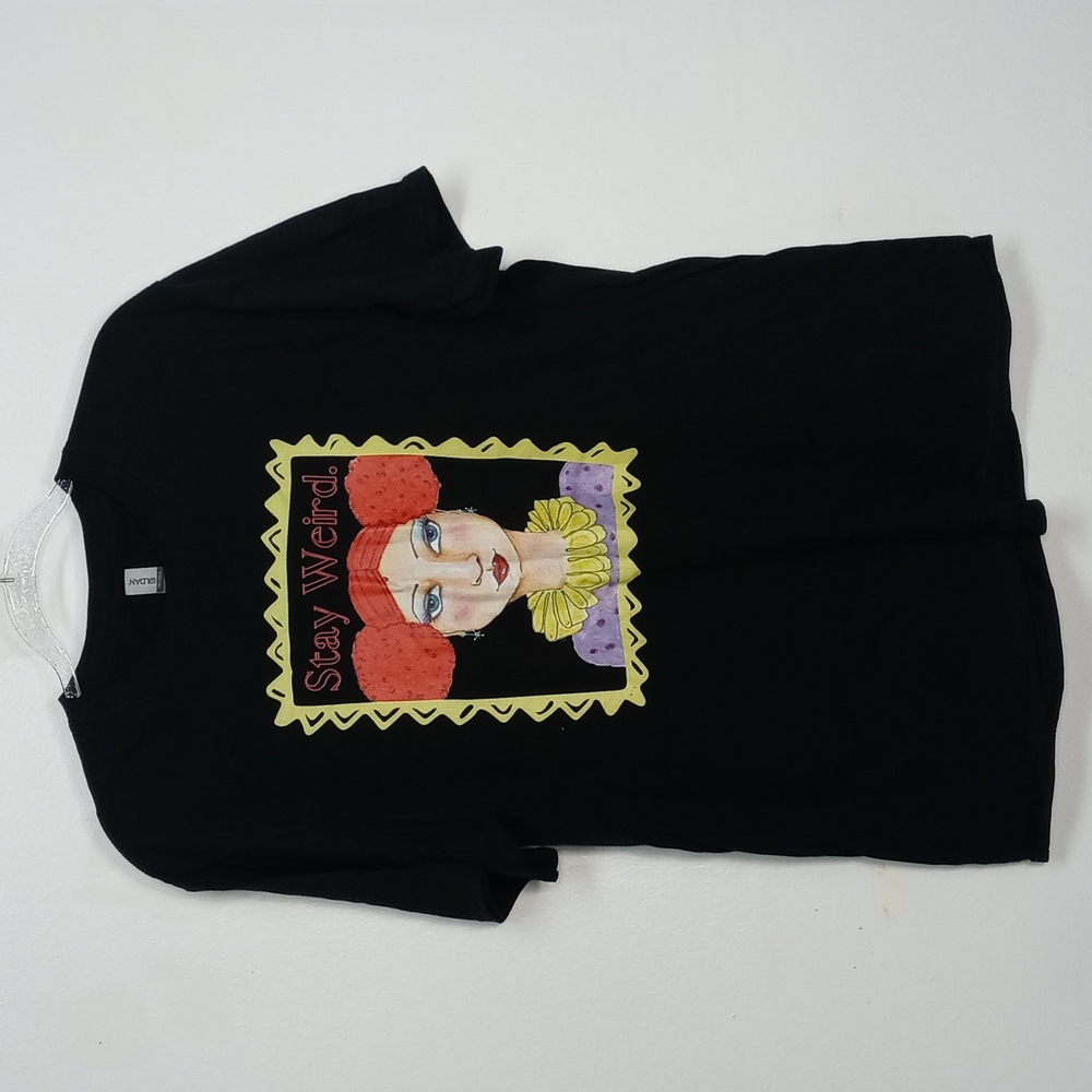 New Stay Weird Black Graphic Tee size M wearable art